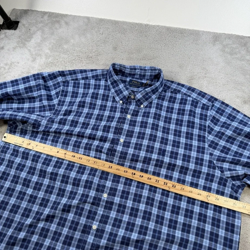 Polo Ralph Lauren Shirt Mens 3XB Blue Plaid Performance Button Down Pony
